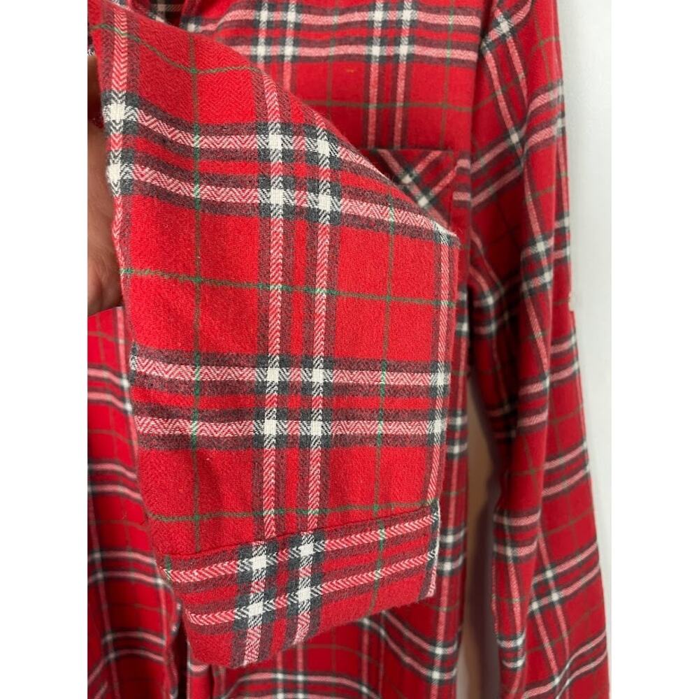 Red Flannel Shirt Womens Size Small Plaid Button Up Shirt Long Sleeve Knit‎ Top - Picture 6 of 16
